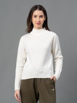 Mode by Red Tape - Women Off-White Solid Sweater - Off White