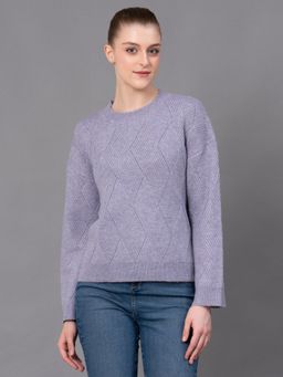 Red Tape - Lilac Poly Acrylic Self Design Women's Sweater - Purple