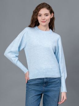 Red Tape - Light Blue Melange Poly Acrylic Spandex Women's Sweater