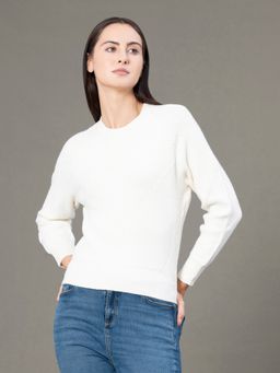 Red Tape - Women's Off White Poly Viscose Polyamide Self Design Sweater