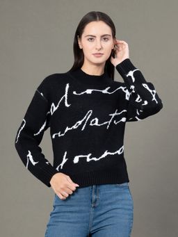 Red Tape - Women's Black Typography Sweater