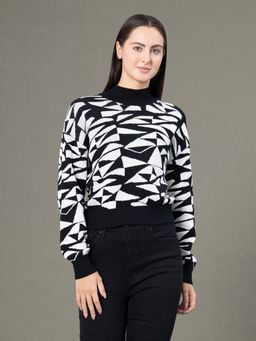 Red Tape - Women's Black Pure Cotton Woven Sweater