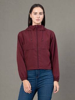Red Tape - Women's Burgundy Polyester Solid Hoodie