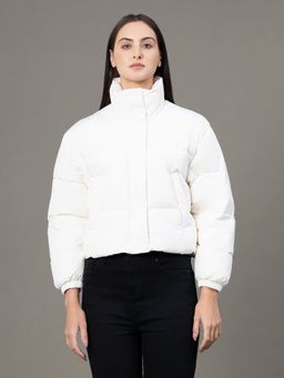 Red Tape - Women's Off White Polyester Solid Padded Jacket