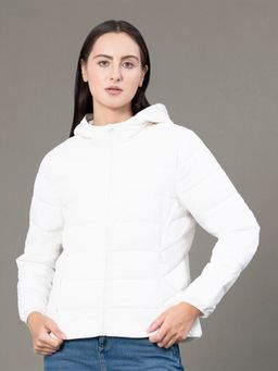 Red Tape - Women's Off White Polyester Solid Padded Jacket
