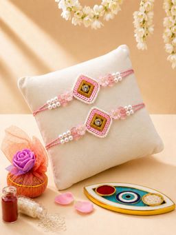 ADIVA - Women Pink Stones Rakhi Gift Sets
