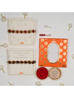 Salty - Women Brown Rudraksha Bracelet Rakhi (Pack of 2)