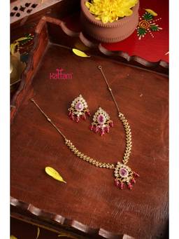 KATTAM - Women Pink Stones Jewellery Set