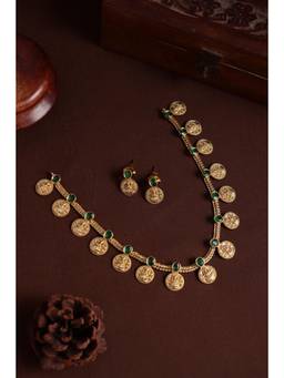 KATTAM - Women Green Stones Jewellery Set