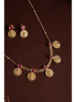 KATTAM - Women Pink Stones Jewellery Set