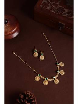 KATTAM - Women Green Stones Jewellery Set