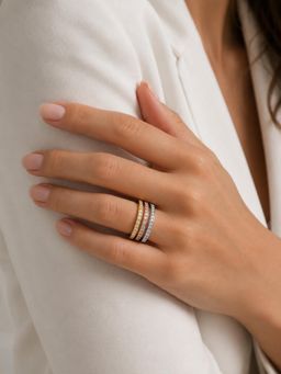 Stone Story By Shruti - Women White Stones Rings (Pack of 3)