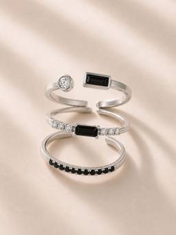 Stone Story By Shruti - Women Multi-Color Stones Rings (Pack of 3)