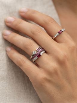 Stone Story By Shruti - Women Multi-Color Stones Rings (Pack of 3)