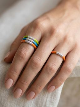 Stone Story By Shruti - Women White Stones Rings (Pack of 3)