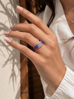 Stone Story By Shruti - Women White Stones Rings (Pack of 3)