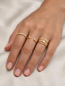 Stone Story By Shruti - Women White Stones Rings (Pack of 3)