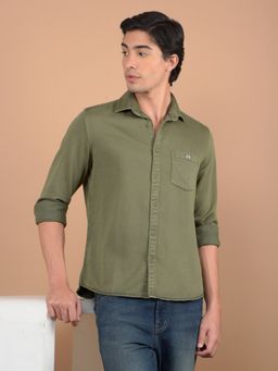 CRIMSOUNE CLUB - Men Olive Knitted Shirt