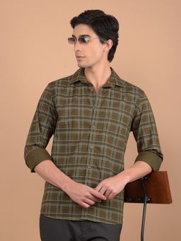 CRIMSOUNE CLUB - Men Green Checked Shirt