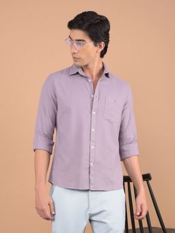CRIMSOUNE CLUB - Men Purple Textured Pure Cotton Shirt