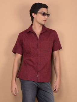 CRIMSOUNE CLUB - Men Red Floral Print Pure Cotton Shirt