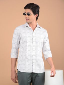 CRIMSOUNE CLUB - Men Beige Checked Pure Cotton Shirt
