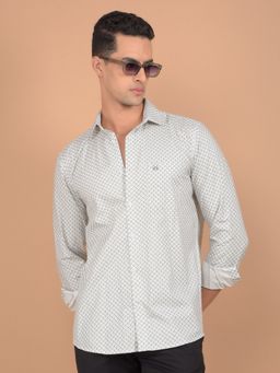CRIMSOUNE CLUB - Men Grey Printed Pure Cotton Shirt