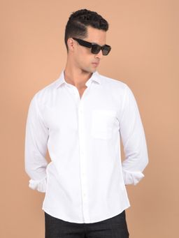 CRIMSOUNE CLUB - Men White Solid Design Shirt
