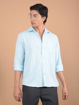 CRIMSOUNE CLUB - Men Solid Blue Shirt