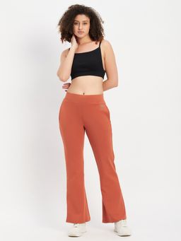 Clovia - Ribbed Cami Crop Top With High Waist Flared Yoga Pants (Set of 2)