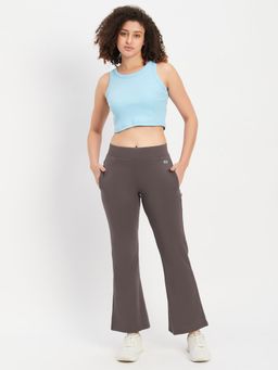 Clovia - Ribbed Crop Top & High Rise Flared Yoga Pants (Set of 2)