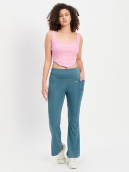 Clovia - Ribbed Bustier Top & High Rise Flared Yoga Pants (Set of 2)