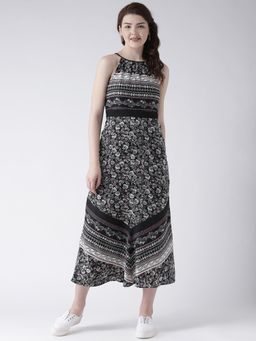 Dodo & Moa - Women Black Floral Printed Dress