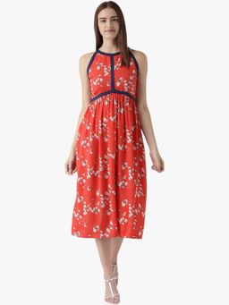 Dodo & Moa - Women Red Floral Print Dress