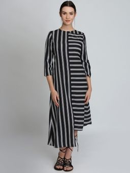 Dodo & Moa - Women Black Stripe Printed Dress
