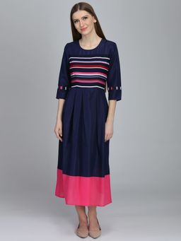 Dodo & Moa - Women Blue Printed Dress