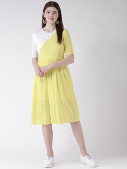 Dodo & Moa - Women Yellow Colorblock Dress