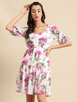 Dodo & Moa - Women Pink Floral Print Dress