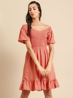Dodo & Moa - Women Peach Solid Dress