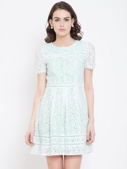 Dodo & Moa - Women White Self Design Dress
