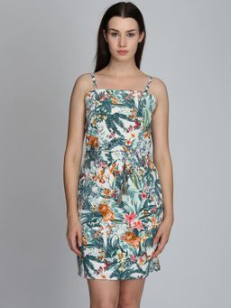 Dodo & Moa - Women White Floral Print Dress