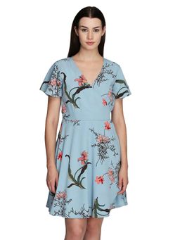 Dodo & Moa - Women Blue Floral Print Dress