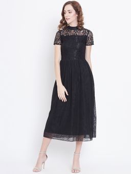 Dodo & Moa - Women Black Self Design Dress