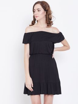 Dodo & Moa - Women Off Shoulder Solid Dress