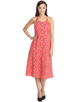 Dodo & Moa - Women Red Floral Print Dress