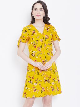 Dodo & Moa - Women Yellow Floral Print Dress