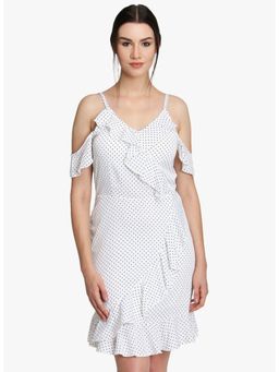 Dodo & Moa - Women White Polka Dot Dress