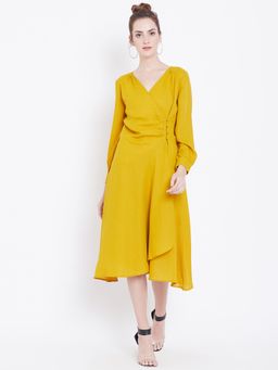 Dodo & Moa - Women Mustard Solid Dress