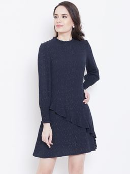 Dodo & Moa - Women Navy Blue Textured Dress