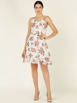 Dodo & Moa - Women White Floral Print Dress